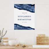 Blue and Silver Agate Border Bar Mitzvah Willkomme Poster (Küche)