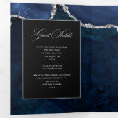Blue and Silver Agate Wedding Tri-Fold Einladung (Innen Erste Seite)