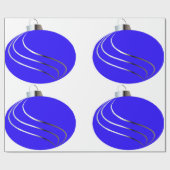 Blue and Silver Christmas Tree Bulb Wrapping Paper Geschenkpapier (Flach)