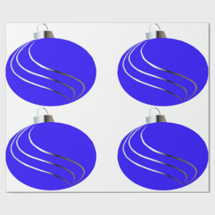 Blue and Silver Christmas Tree Bulb Wrapping Paper Geschenkpapier