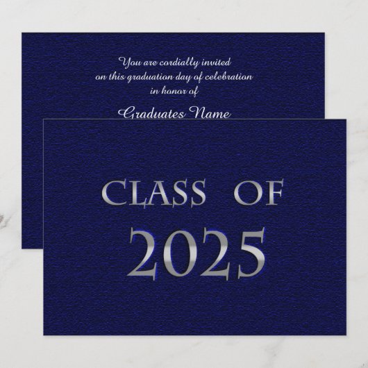 Blue and Silver Class of 2025 Card Einladung (Vorne/Hinten)