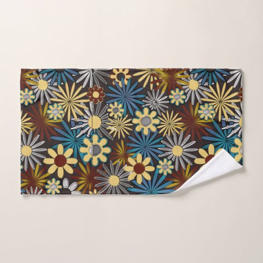 Blue and Silver Daisis Badetuch Set (Handtuch)