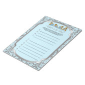 Blue and Silver Damask Teddy Bears - Spiel Notizblock (angewinkelt)