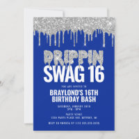Blue and Silver Drippin Swag 16 Geburtstag