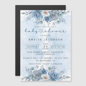 Blue and Silver Floral Baby Shooting Magnet Einlad (Vorne/Hinten)