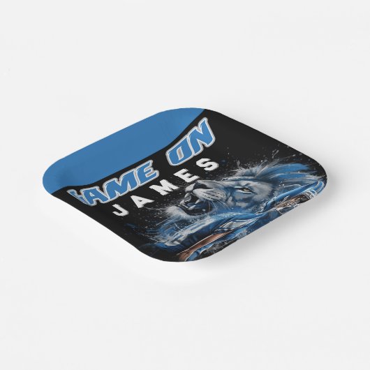 Blue and Silver Football Themed Party Plate Pappteller (Gewinkelt)