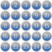 Blue and Silver Glitter Ombre 25 Numbered Circles Aufkleber (Vorderseite)