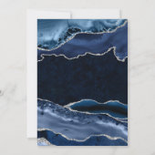 Blue and Silver Glitzer Agate Wedding Einladung (Rückseite)