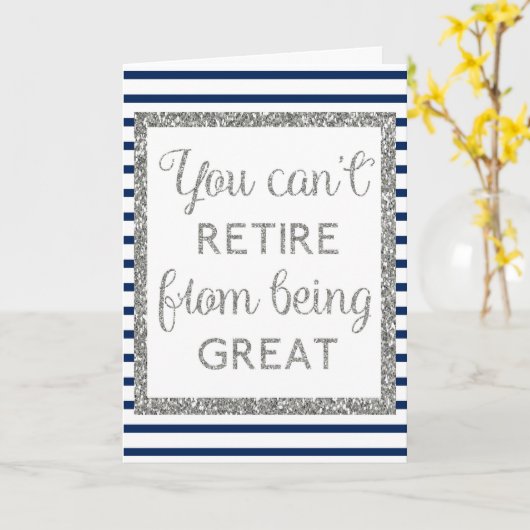 Blue and Silver Glitzer Retirement Karte (Gelbe Blume)