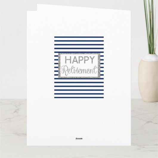 Blue and Silver Glitzer Retirement Karte (Rückseite)