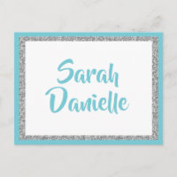 Blue and Silver Glitzer Wish Card