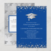 Blue and Silver Graduation Einladung (Vorne/Hinten)