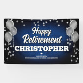 Blue and Silver Happy Retirement Banner (Horizontal)