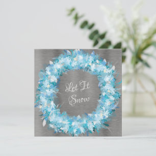 Blue and Silver Holiday Wreath Feiertagskarte