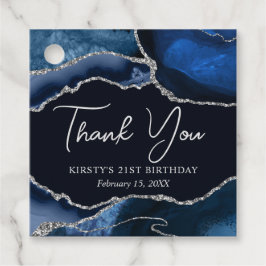 Blue and Silver Imitats Glitzer Agate Birthday Geschenkanhänger