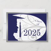 Blue and Silver Man Silhouette 2025 Card Einladung (Vorderseite)