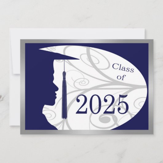Blue and Silver Man Silhouette 2025 Card Einladung (Vorderseite)