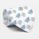 Blue and Silver Modern Folk Art Weihnachtsbäume Krawatte (Gerollt)