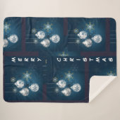 Blue and Silver Ornament Merry Christmas Blanket Sherpadecke (Vorderseite (Horizontal))