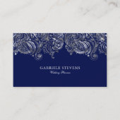 Blue and Silver Paisley Wedding Planner Visitenkarte (Vorderseite)