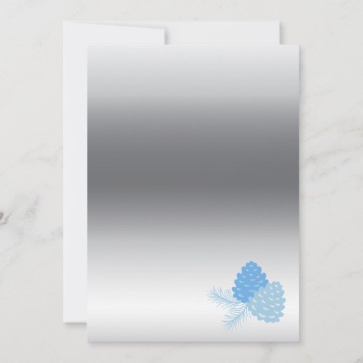 Blue and Silver Pine Cone Weihnachtseinladung Einladung (Rückseite)
