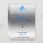 Blue and Silver Pine Cone Weihnachtseinladung Einladung (Vorne/Hinten)