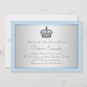 Blue and Silver Prince Baby Dusche Einladung (Vorderseite)