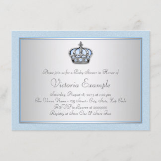 Blue and Silver Prince Baby Dusche Einladung