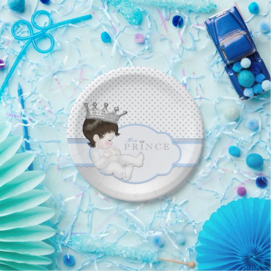 Blue and Silver Prince Baby Dusche Pappteller (Party)