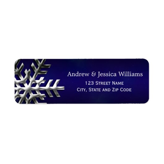 Blue and Silver Snowflake Address Labels (Vorne)