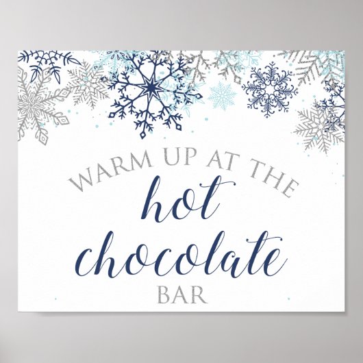 Blue and Silver Snowflake Hot Chocolate Bar Sign Poster (Vorne)