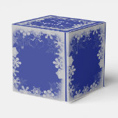 Blue and Silver Snowflake Wedding Geschenkschachtel (Rückseite)