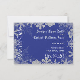 Blue and Silver Snowflake Wedding Save the Date