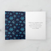 Blue and Silver Snowflakes Baby Dusche Dankeskarte (Innenseite)