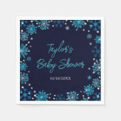 Blue and Silver Snowflakes Baby Dusche Serviette (Vorderseite)