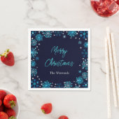 Blue and Silver Snowflakes Weihnachts-Party Serviette (Beispiel)