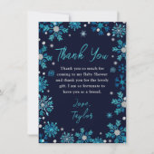 Blue and Silver Snowflakes Winter Baby Dusche Dankeskarte (Vorderseite)