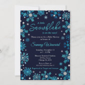 Blue and Silver Snowflakes Winter Baby Dusche Einladung (Vorderseite)