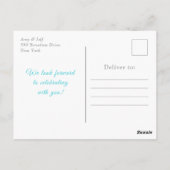 Blue and Silver Snowflakes Winter Baby Dusche Postkarte (Rückseite)