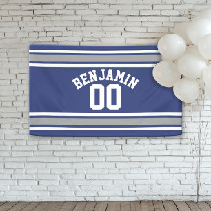 Blue and Silver Sports Jersey Individuelle Name Nu Banner