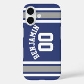 Blue and Silver Sports Jersey Individuelle Name Nu Case-Mate iPhone Hülle (Rückseite)