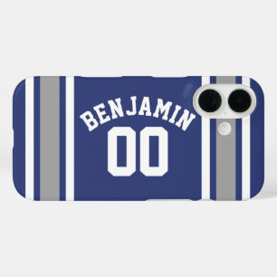 Blue and Silver Sports Jersey Individuelle Name Nu iPhone 16 Hülle