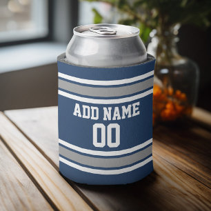 Blue and Silver Sports Jersey Individuelle Name Nu Dosenkühler