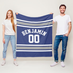 Blue and Silver Sports Jersey Individuelle Name Nu Fleecedecke