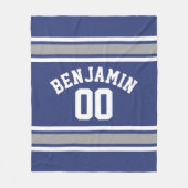Blue and Silver Sports Jersey Individuelle Name Nu Fleecedecke (Vorderseite)
