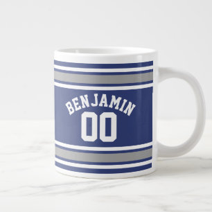 Blue and Silver Sports Jersey Individuelle Name Nu Jumbo-Tasse