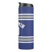 Blue and Silver Sports Jersey Individuelle Name Nu Thermosbecher (Nach rechts gedreht)