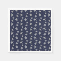 Blue and Silver Stars Paper Napkin