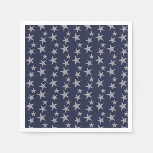Blue and Silver Stars Paper Napkin Serviette (Vorderseite)