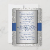 Blue and Silver Swirt Wedding Reception Card Einladung (Rückseite)